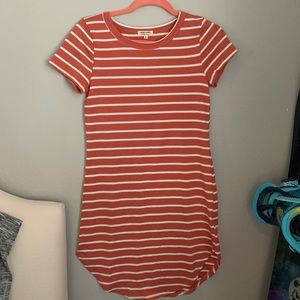 Orange striped T-shirt dress